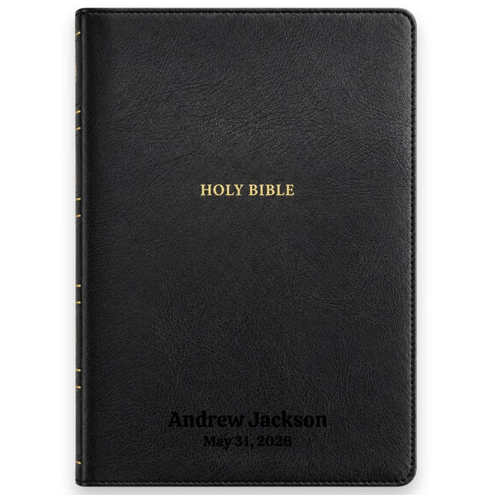 Custom NKJV Large Print Center-Column Reference Bible in Faux Leather Black | Christian Gift for Bible Study