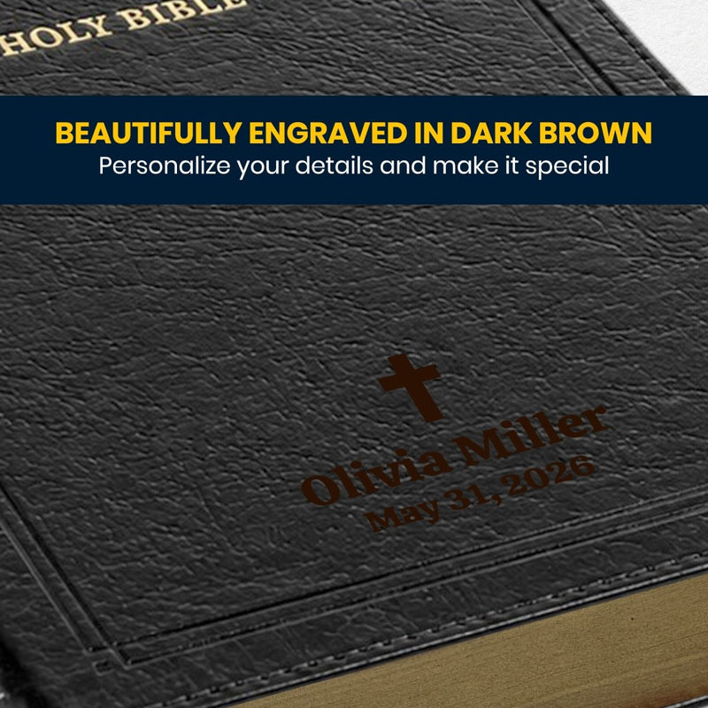 Custom NKJV Giant Print End-of-Verse Reference Bible in Faux Leather Black | Christian Gift for Bible Study