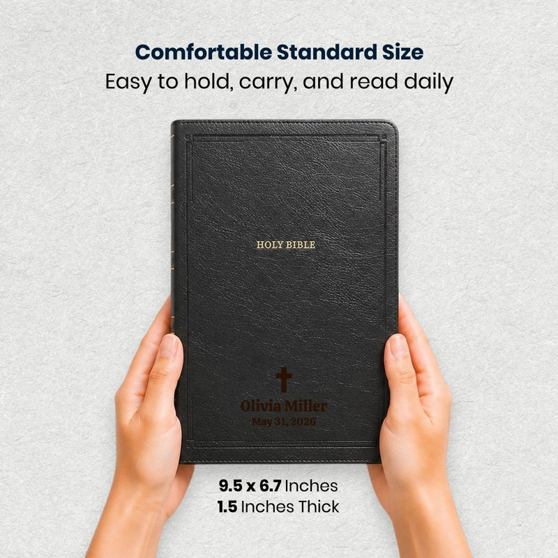 Custom NKJV Giant Print End-of-Verse Reference Bible in Faux Leather Black | Christian Gift for Bible Study