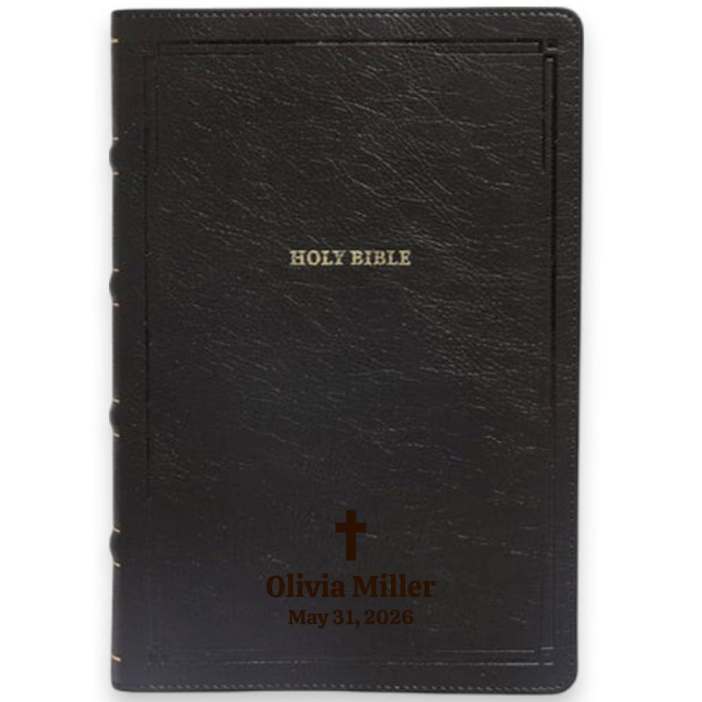 Custom NKJV Giant Print End-of-Verse Reference Bible in Faux Leather Black | Christian Gift for Bible Study