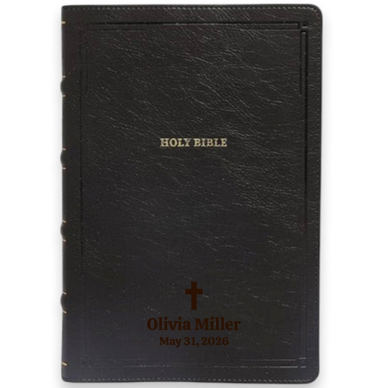 Custom NKJV Giant Print End-of-Verse Reference Bible in Faux Leather Black | Christian Gift for Bible Study