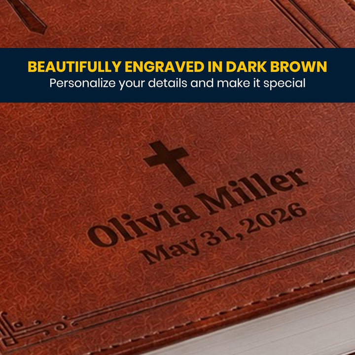 Custom Personalized Church Bible NKJV End-of-Verse Reference Bible Giant Print | Brown - Shepherds Shelf