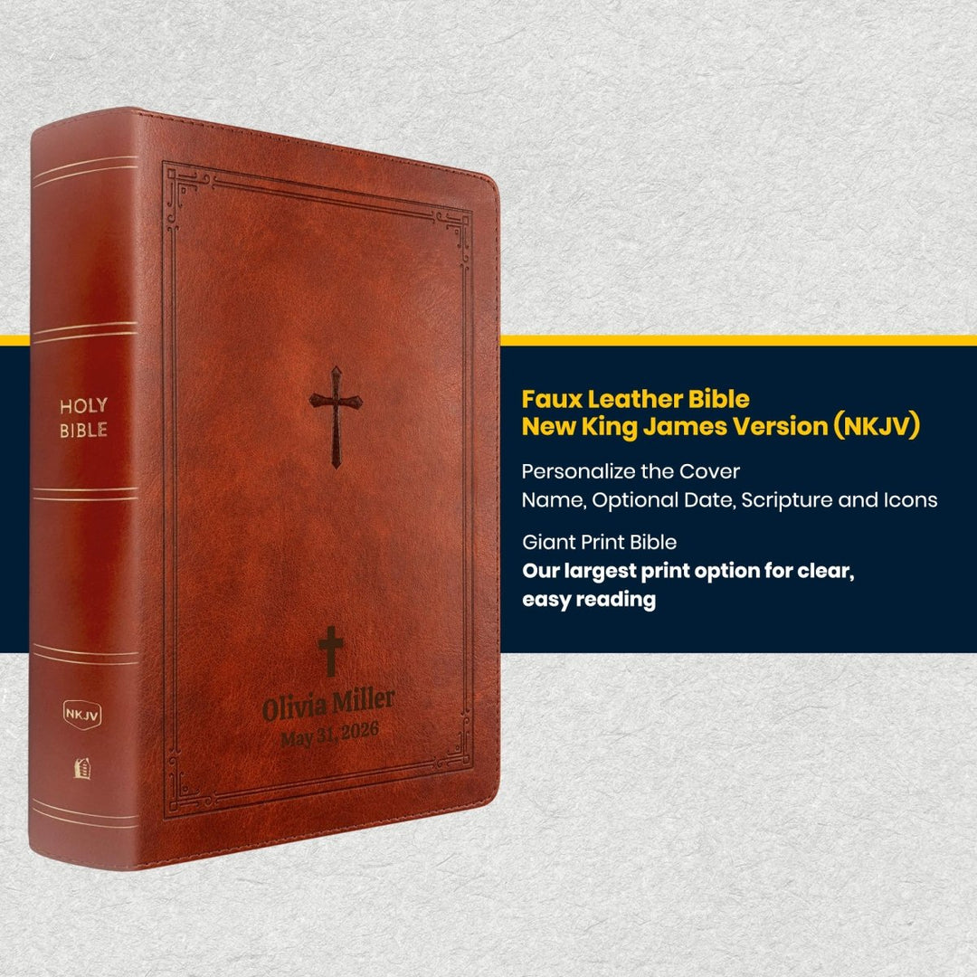 Custom Personalized Church Bible NKJV End-of-Verse Reference Bible Giant Print | Brown - Shepherds Shelf