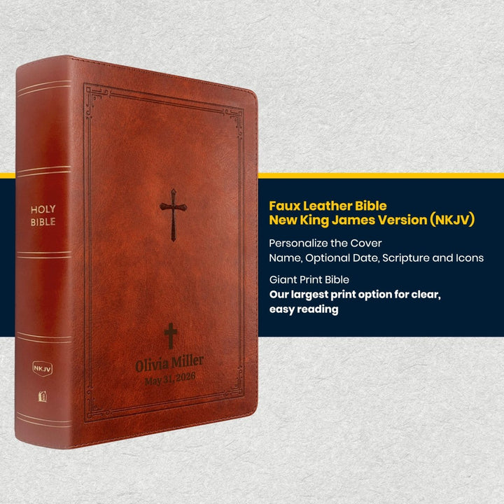 Custom Personalized Church Bible NKJV End-of-Verse Reference Bible Giant Print | Brown - Shepherds Shelf