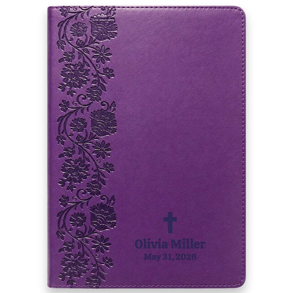 Custom NKJV Giant Print End-of-Verse Reference Bible in Faux Leather Purple | Christian Gift for Bible Study