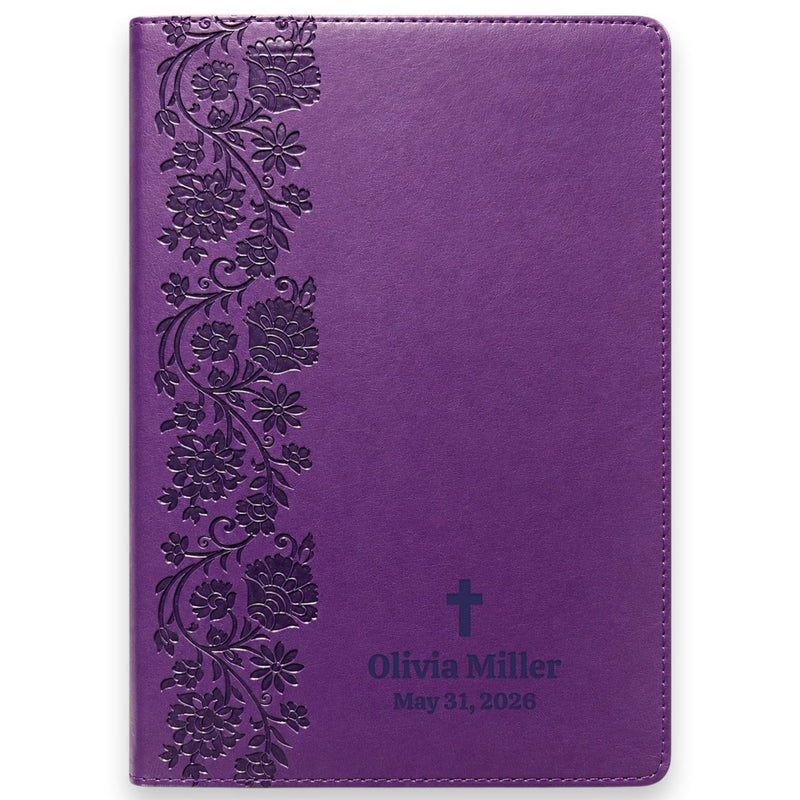 Custom NKJV Giant Print End-of-Verse Reference Bible in Faux Leather Purple | Christian Gift for Bible Study