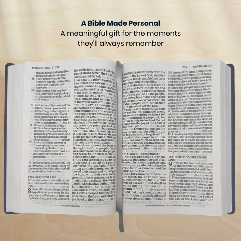 Custom NKJV Giant Print End-of-Verse Reference Bible in Faux Leather Purple | Christian Gift for Bible Study