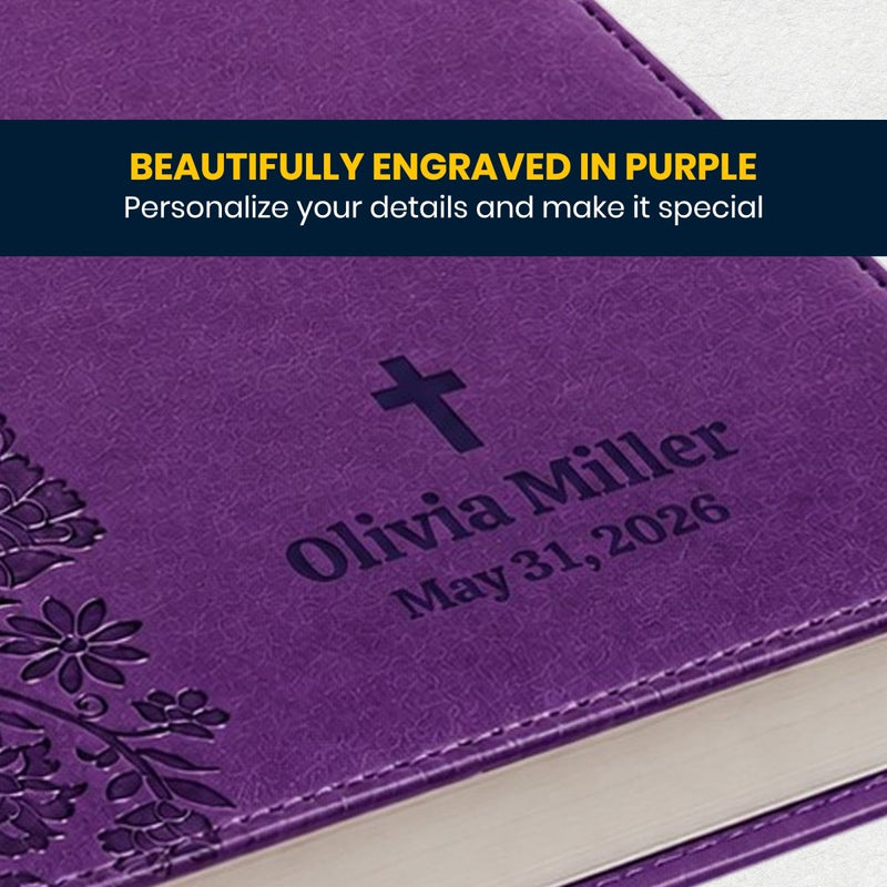 Custom NKJV Giant Print End-of-Verse Reference Bible in Faux Leather Purple | Christian Gift for Bible Study