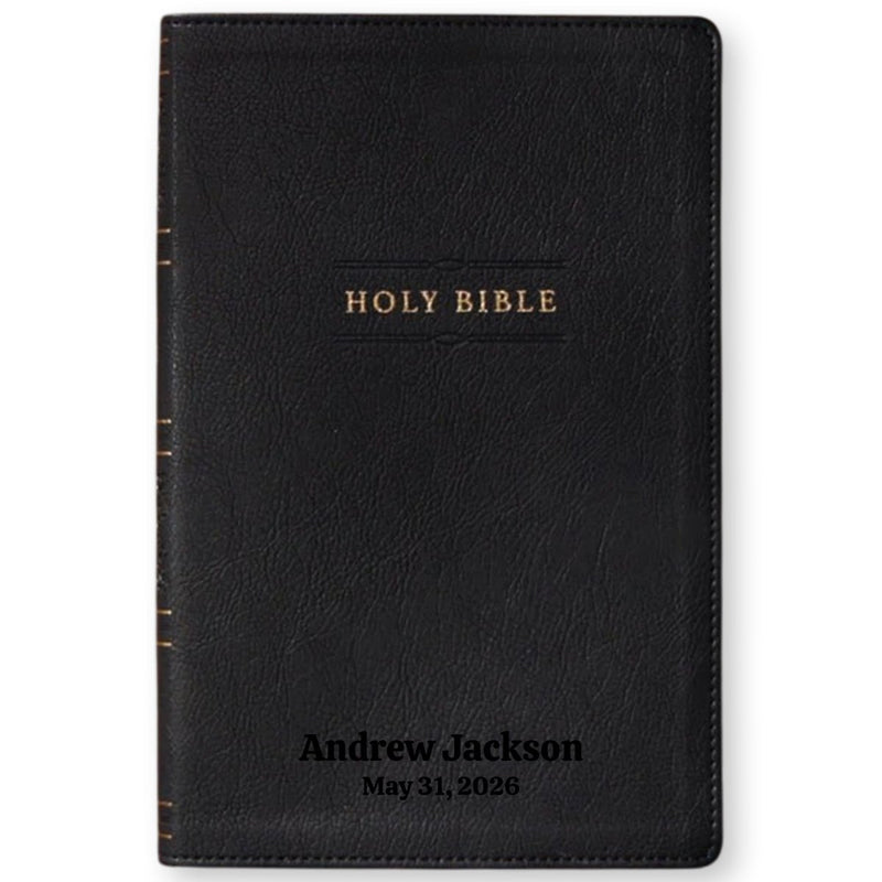 Custom NKJV Large Print Reference Bible in Faux Leather Black with Easy-to-navigate Dictionary-concordance | Christian Gift for Bible Study