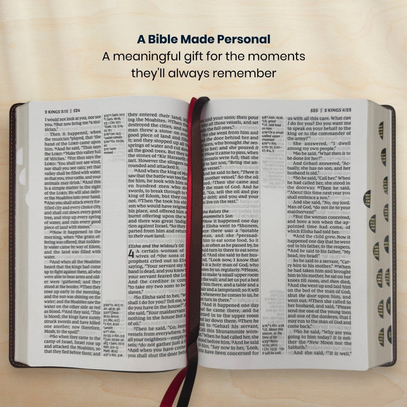 Custom NKJV Large Print Reference Bible in Faux Leather Brown with Center-column References for Study | Christian Gift for Bible Study