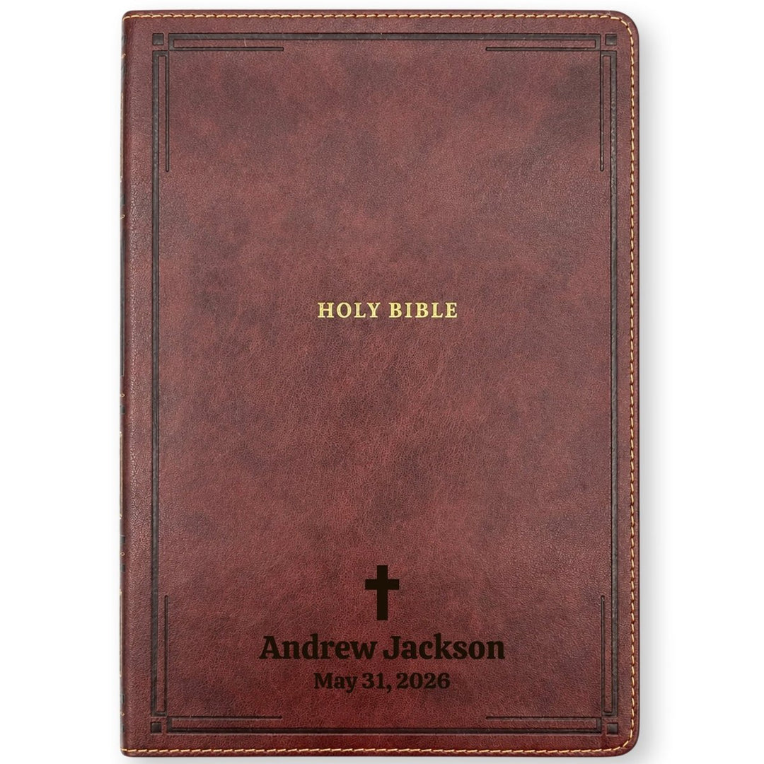Custom Personalized Church Bible NKJV Reference Bible Large Print | Brown - Shepherds Shelf