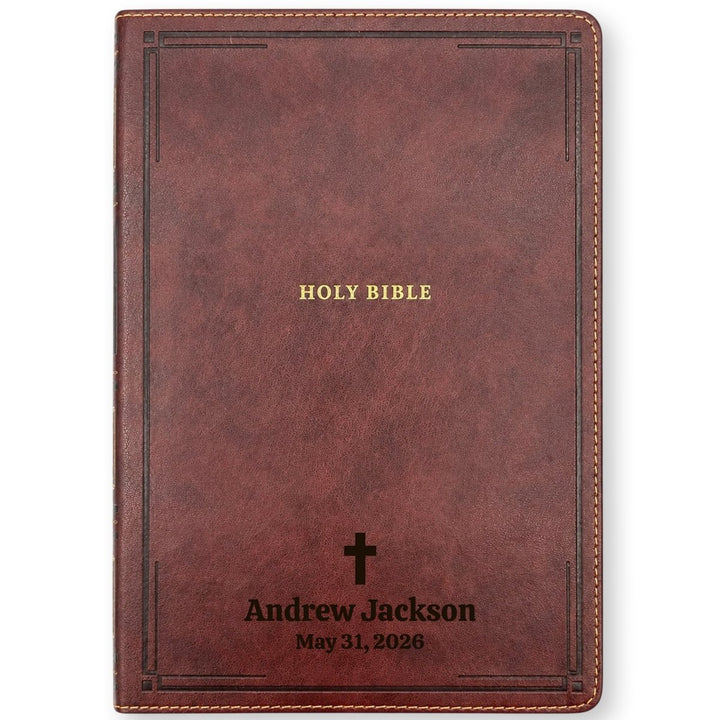 Custom Personalized Church Bible NKJV Reference Bible Large Print | Brown - Shepherds Shelf