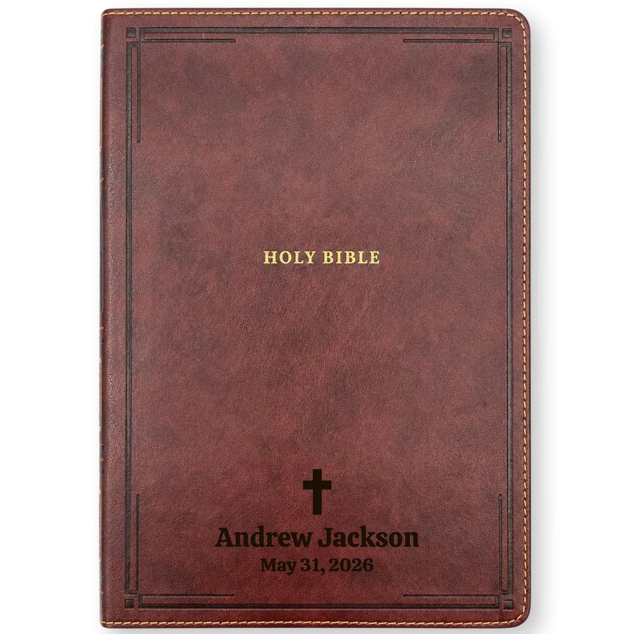 Custom Personalized Church Bible NKJV Reference Bible Large Print | Brown - Shepherds Shelf