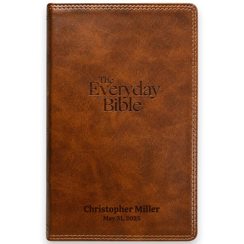 Custom NKJV Medium Print The Everyday Bible in Faux Leather Brown | Christian Gift for Everyday Faith