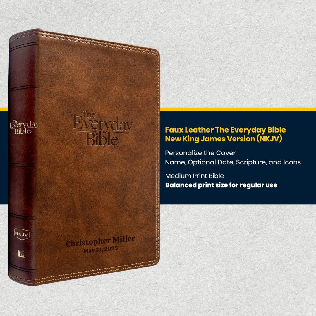 Custom Personalized Church Bible NKJV The Everyday Bible Medium Print | Brown - Shepherds Shelf