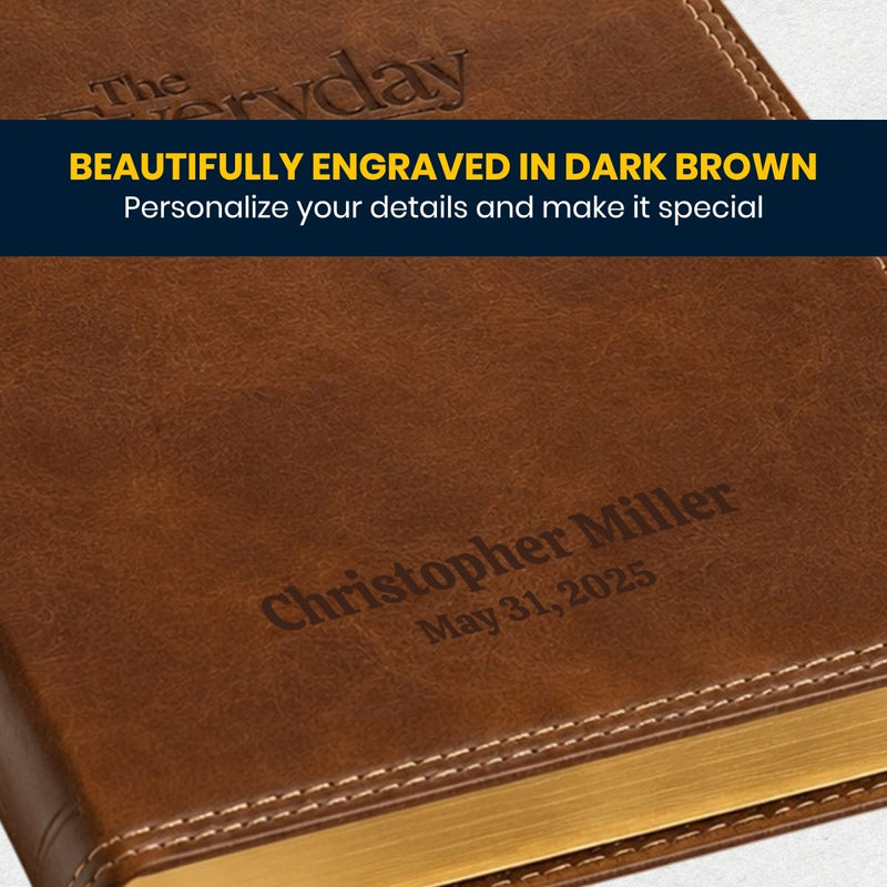 Custom NKJV Medium Print The Everyday Bible in Faux Leather Brown | Christian Gift for Everyday Faith