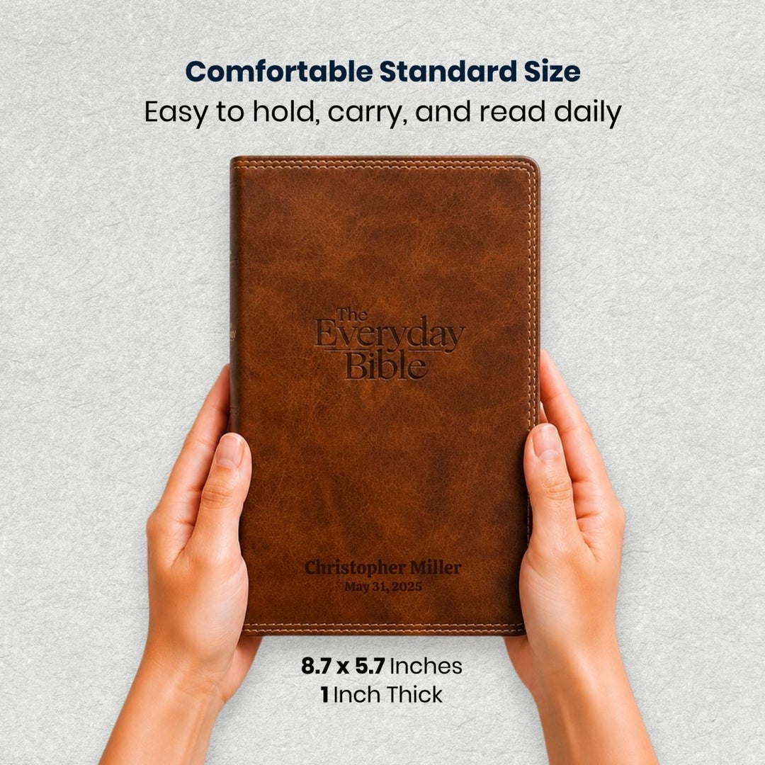 Custom Personalized Church Bible NKJV The Everyday Bible Medium Print | Brown - Shepherds Shelf