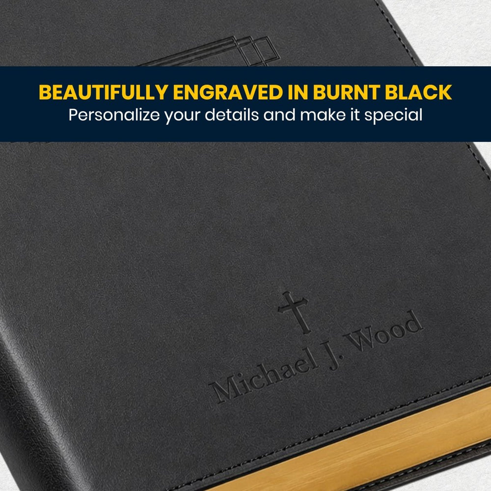 Custom Personalized Church Bible NLT Center-Column Reference Bible Large Print | Black - Shepherds Shelf