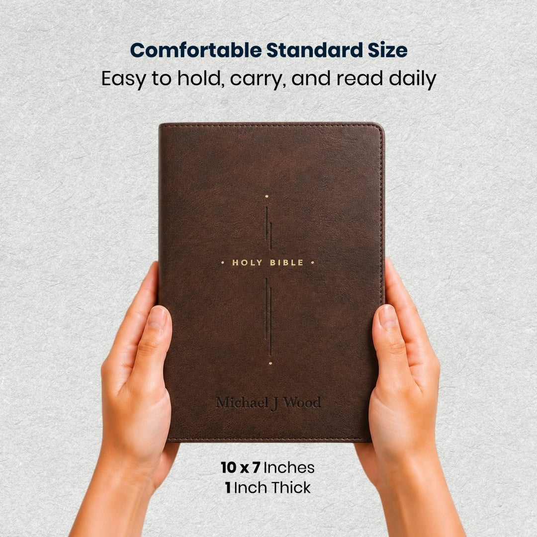 Custom Personalized Church Bible NLT Center-Column Reference Bible Large Print | Brown - Shepherds Shelf