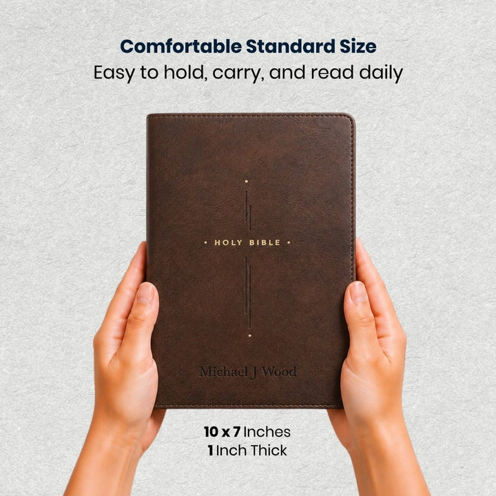Custom Personalized Church Bible NLT Center-Column Reference Bible Large Print | Brown - Shepherds Shelf