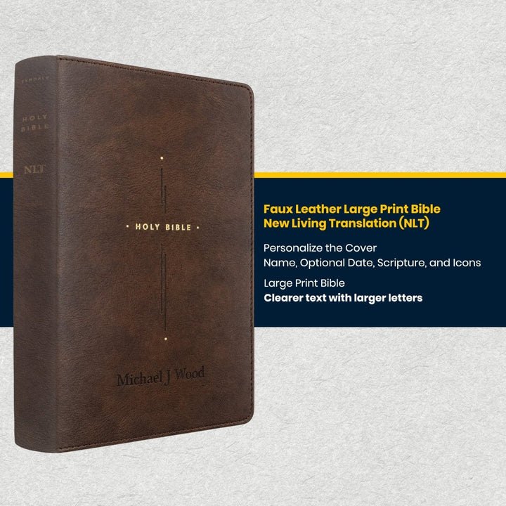 Custom Personalized Church Bible NLT Center-Column Reference Bible Large Print | Brown - Shepherds Shelf