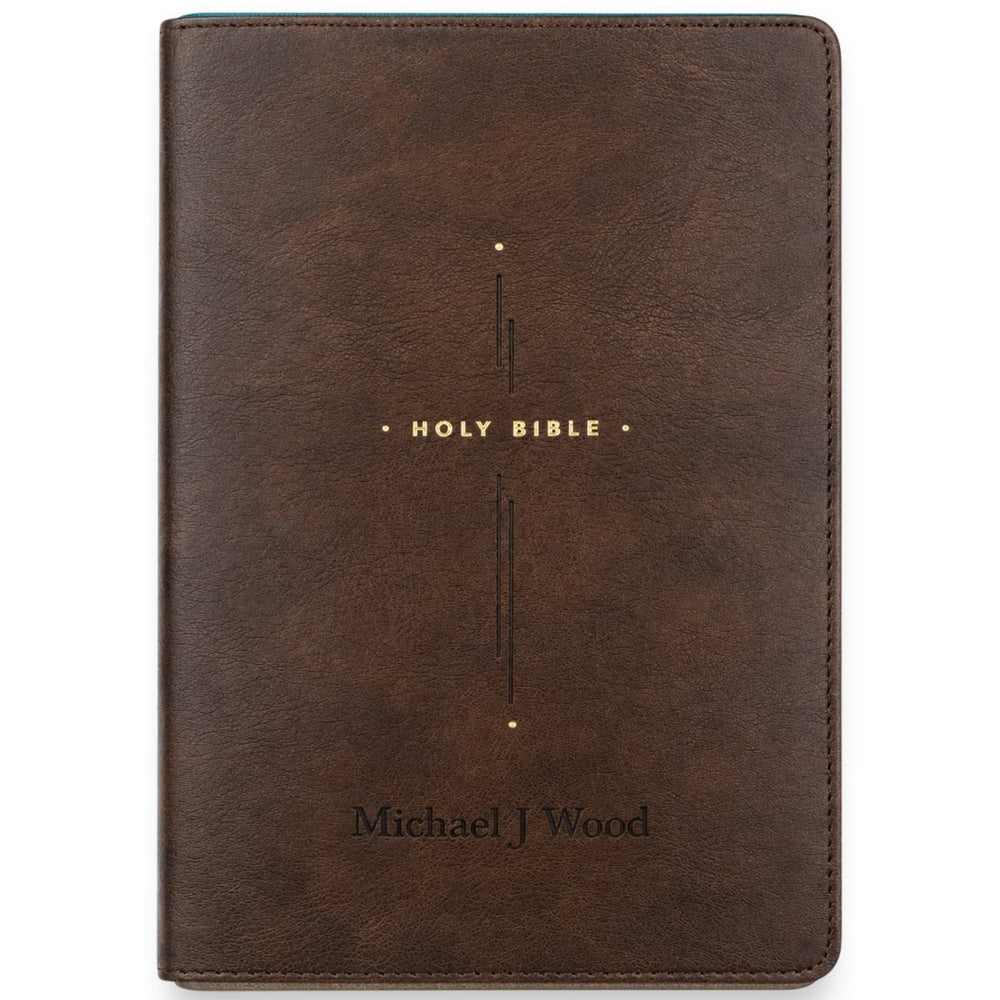 Custom NLT Large Print Center-Column Reference Bible in Faux Leather Brown | Christian Gift for Bible Study