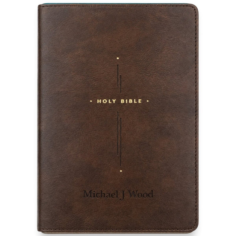 Custom NLT Large Print Center-Column Reference Bible in Faux Leather Brown | Christian Gift for Bible Study