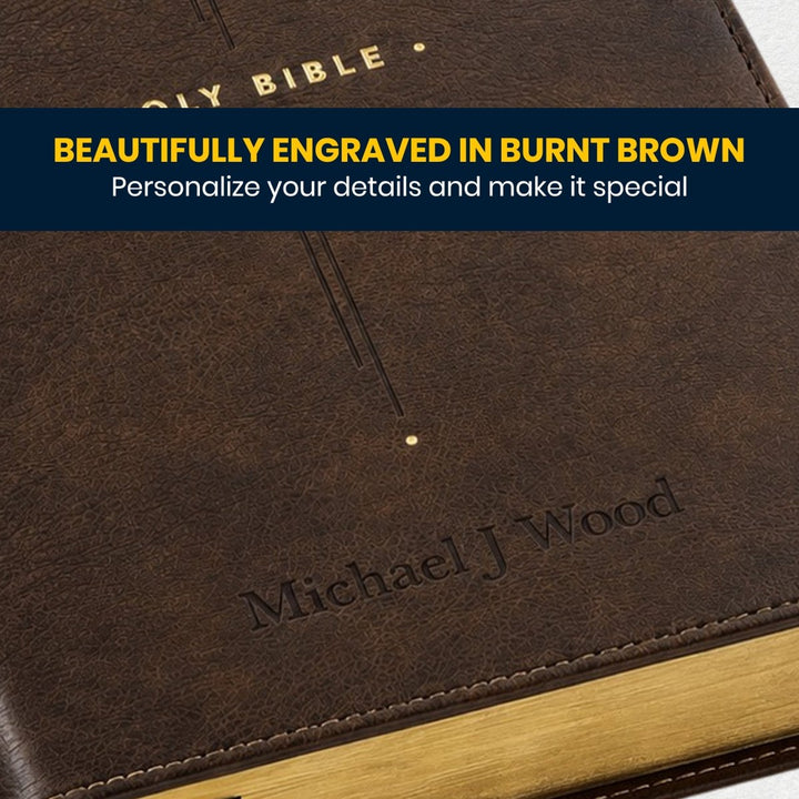 Custom Personalized Church Bible NLT Center-Column Reference Bible Large Print | Brown - Shepherds Shelf