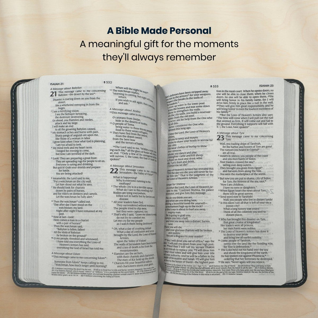 Custom Personalized Church Bible NLT Thinline Bible Extra Small Print | Black - Shepherds Shelf
