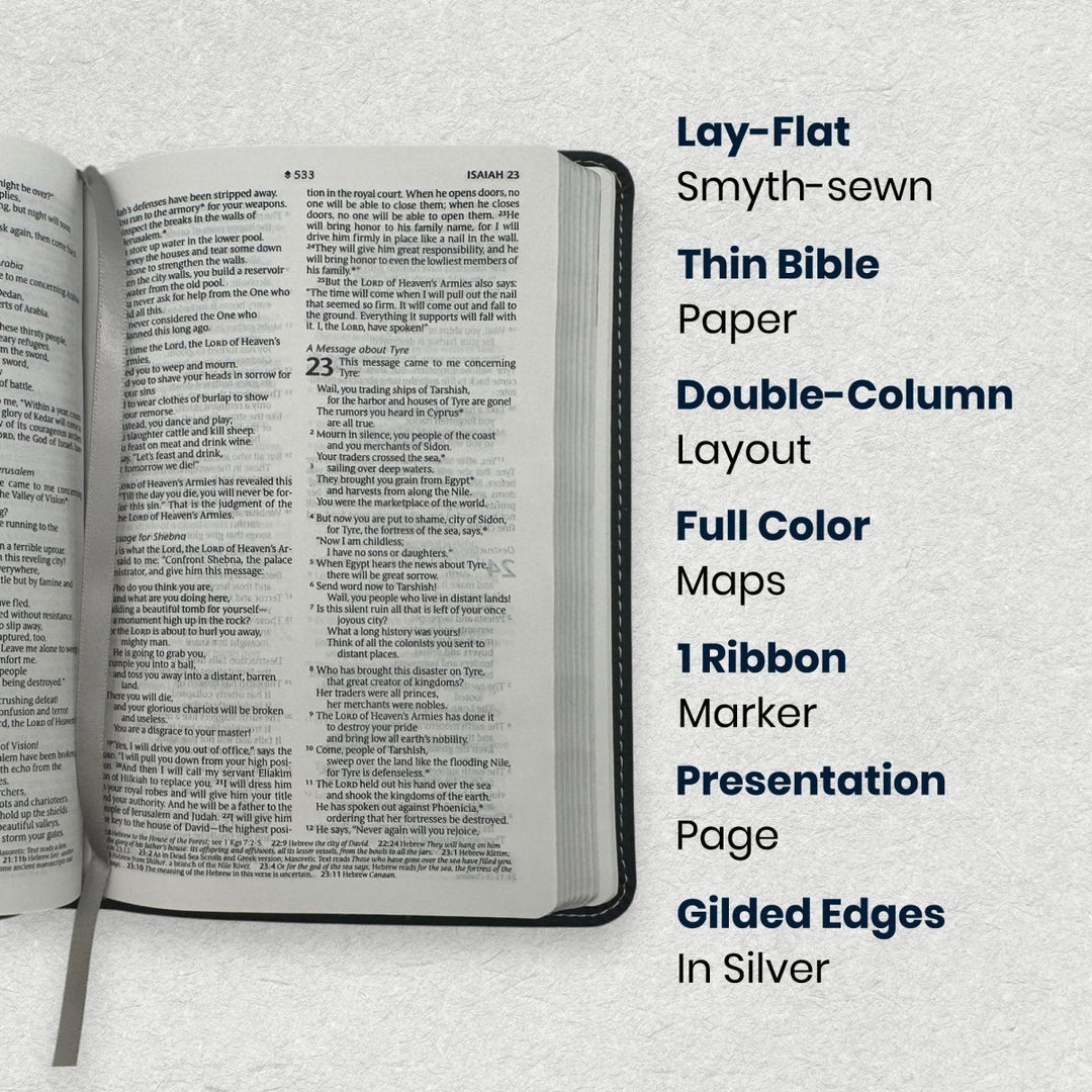 Custom Personalized Church Bible NLT Thinline Bible Extra Small Print | Black - Shepherds Shelf
