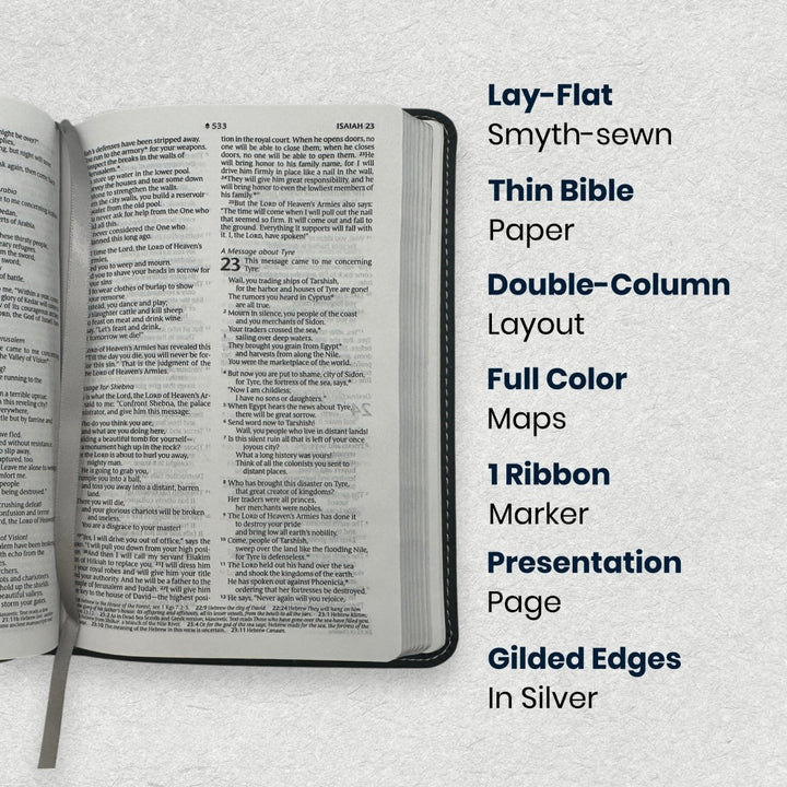 Custom Personalized Church Bible NLT Thinline Bible Extra Small Print | Black - Shepherds Shelf