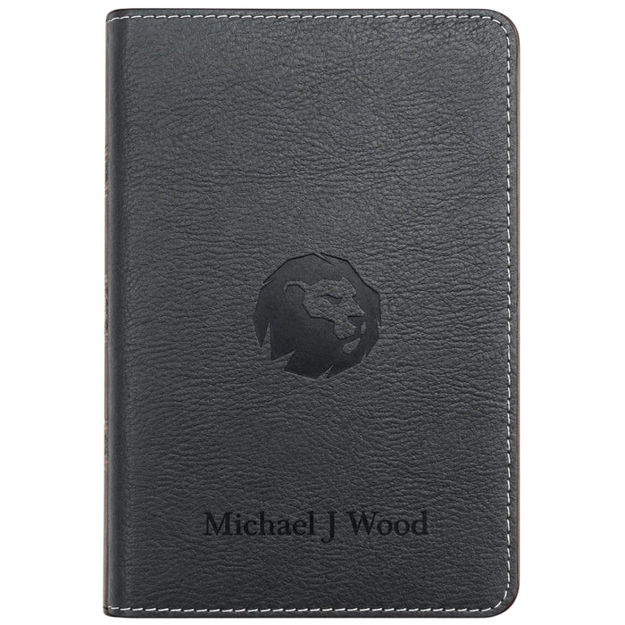 Custom NLT Extra Small Print Thinline Bible in Faux Leather Black | Christian Gift for Everyday Faith