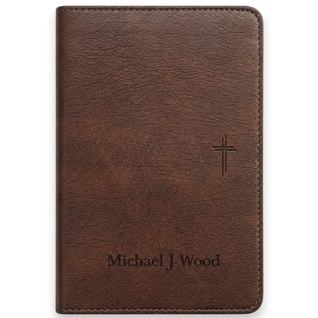 Custom Personalized Church Bible NLT Thinline Bible Extra Small Print | Brown - Shepherds Shelf