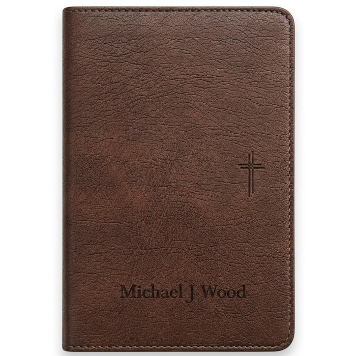 Custom NLT Extra Small Print Thinline Bible in Faux Leather Brown | Christian Gift for Everyday Faith