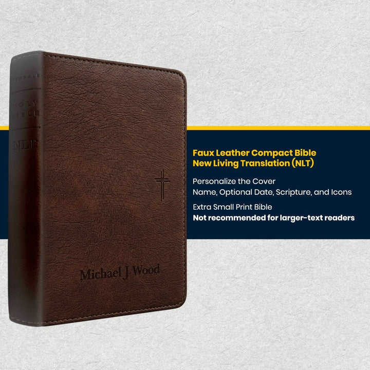 Custom Personalized Church Bible NLT Thinline Bible Extra Small Print | Brown - Shepherds Shelf