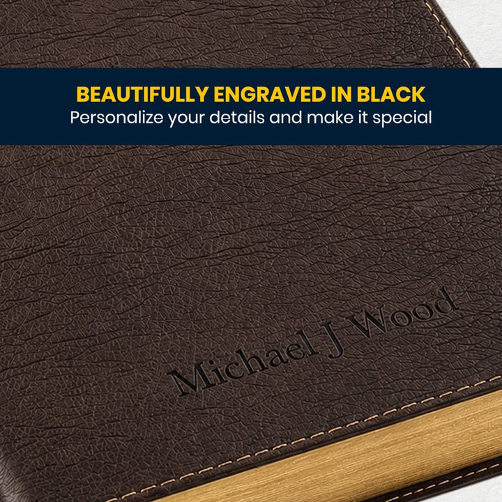 Custom Personalized Church Bible NLT Thinline Bible Extra Small Print | Brown - Shepherds Shelf