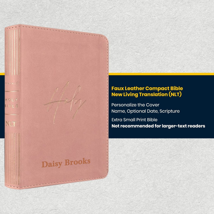Custom Personalized Church Bible NLT Thinline Bible Extra Small Print | Pink - Shepherds Shelf
