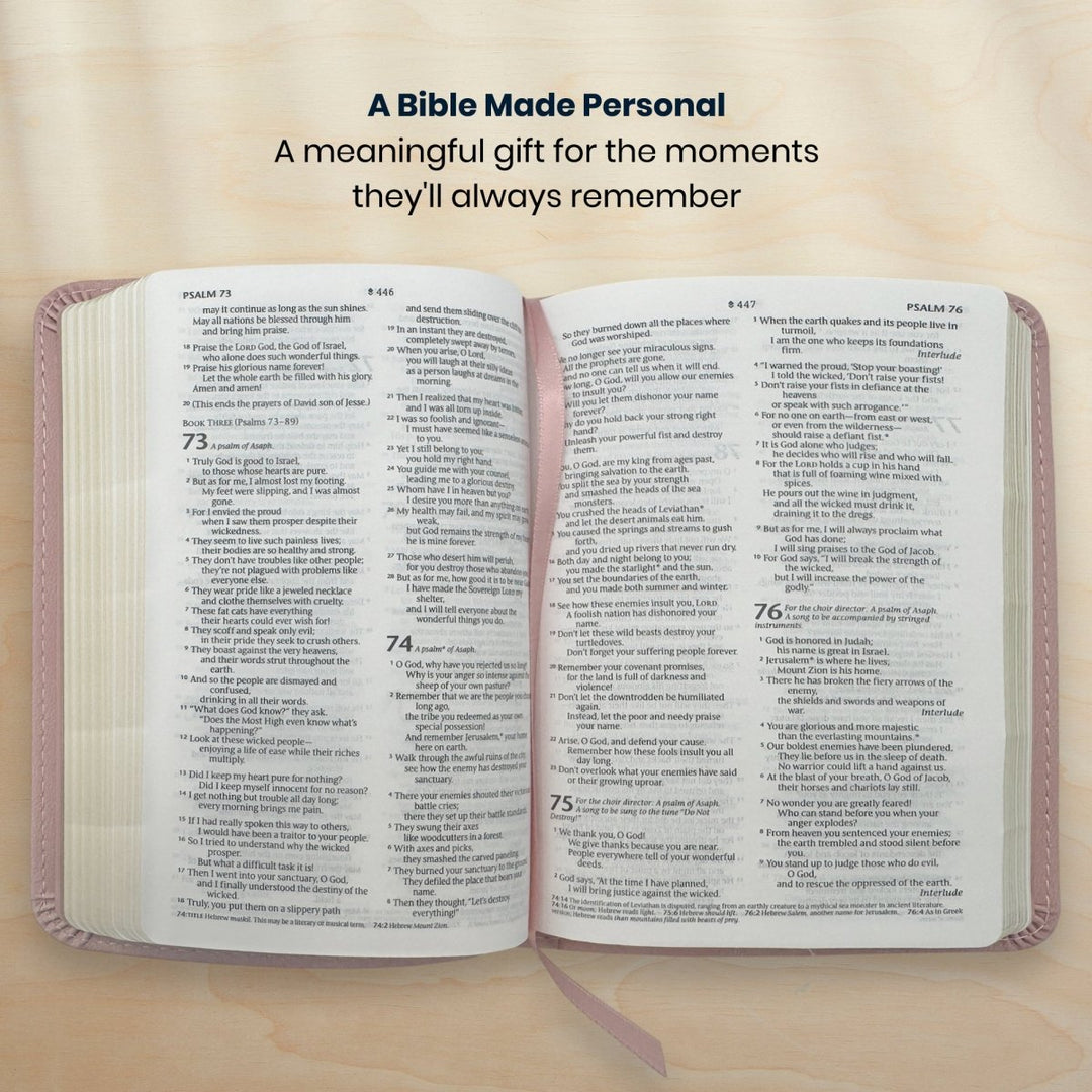 Custom Personalized Church Bible NLT Thinline Bible Extra Small Print | Pink - Shepherds Shelf