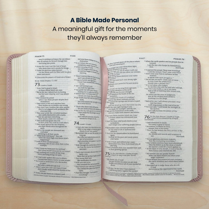 Custom Personalized Church Bible NLT Thinline Bible Extra Small Print | Pink - Shepherds Shelf