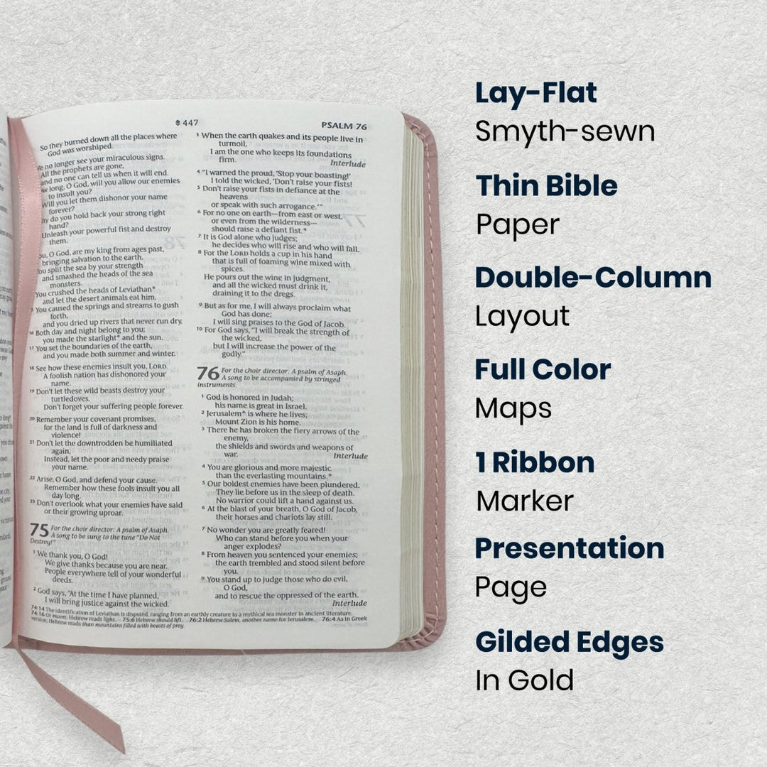 Custom Personalized Church Bible NLT Thinline Bible Extra Small Print | Pink - Shepherds Shelf