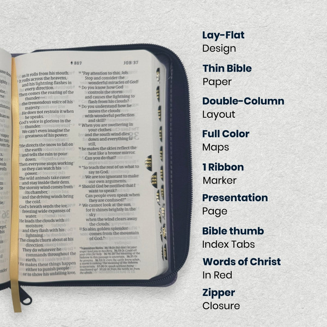 Custom Personalized Church Bible NLT Zipper Bible Large Print | Purple - Shepherds Shelf