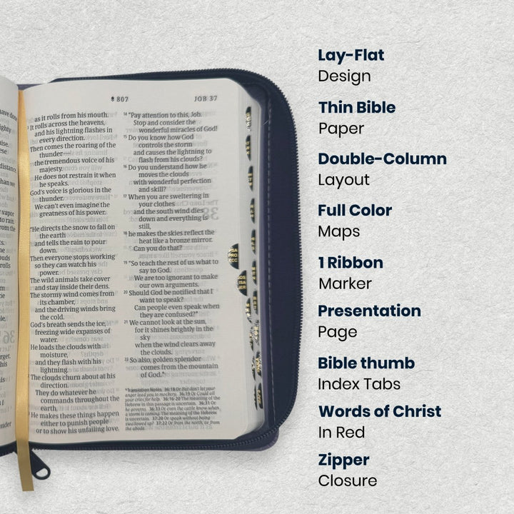 Custom Personalized Church Bible NLT Zipper Bible Large Print | Purple - Shepherds Shelf