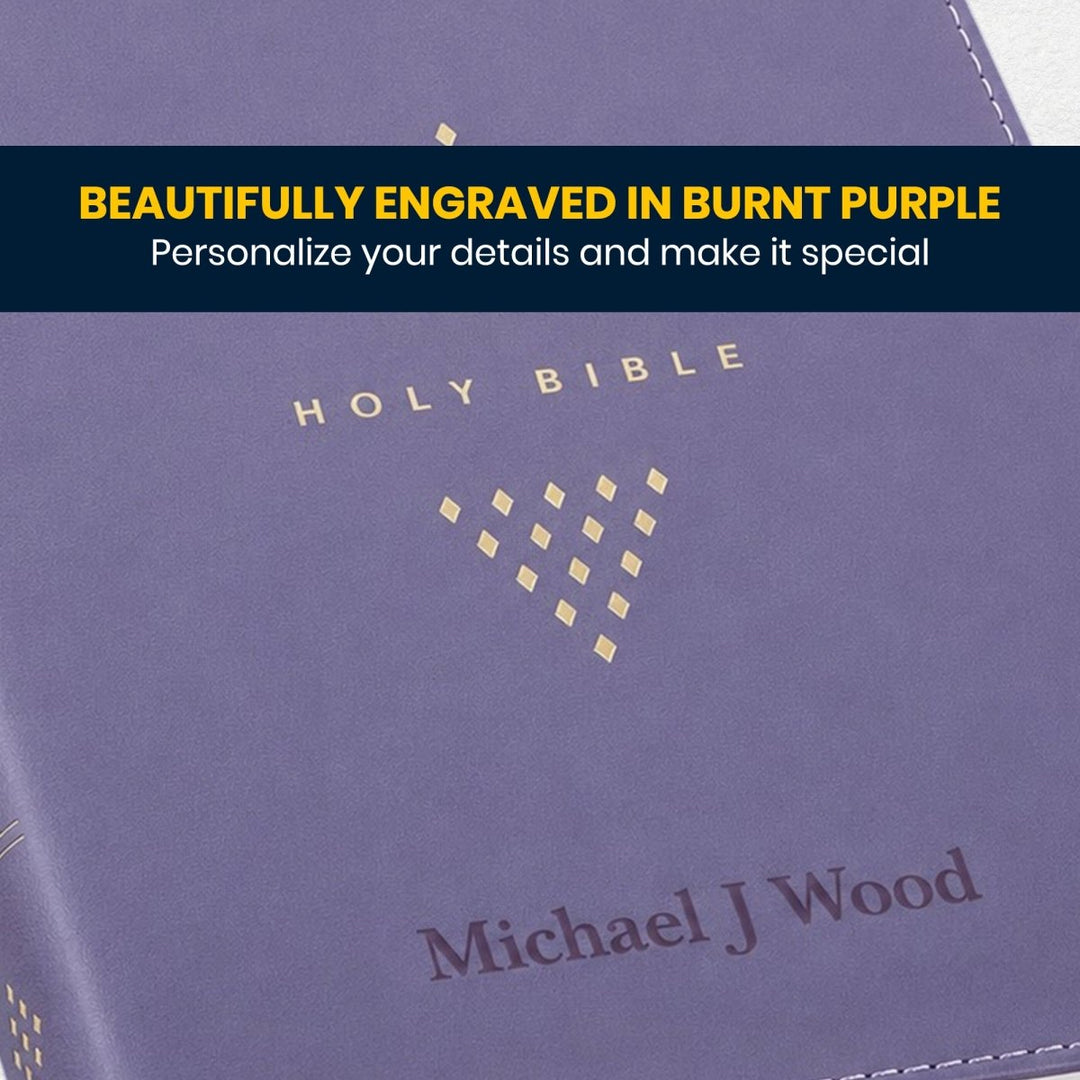Custom Personalized Church Bible NLT Zipper Bible Large Print | Purple - Shepherds Shelf