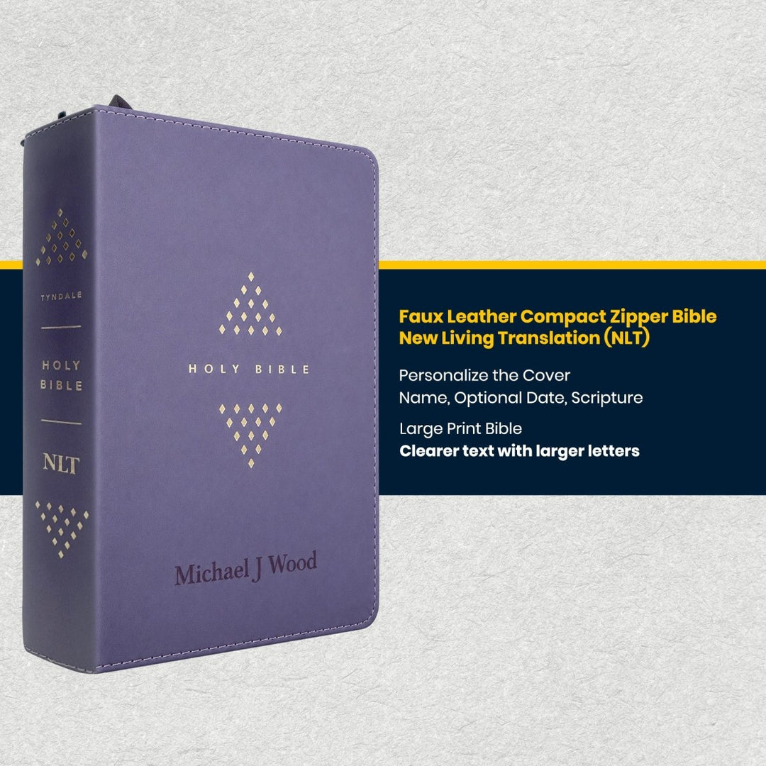 Custom Personalized Church Bible NLT Zipper Bible Large Print | Purple - Shepherds Shelf