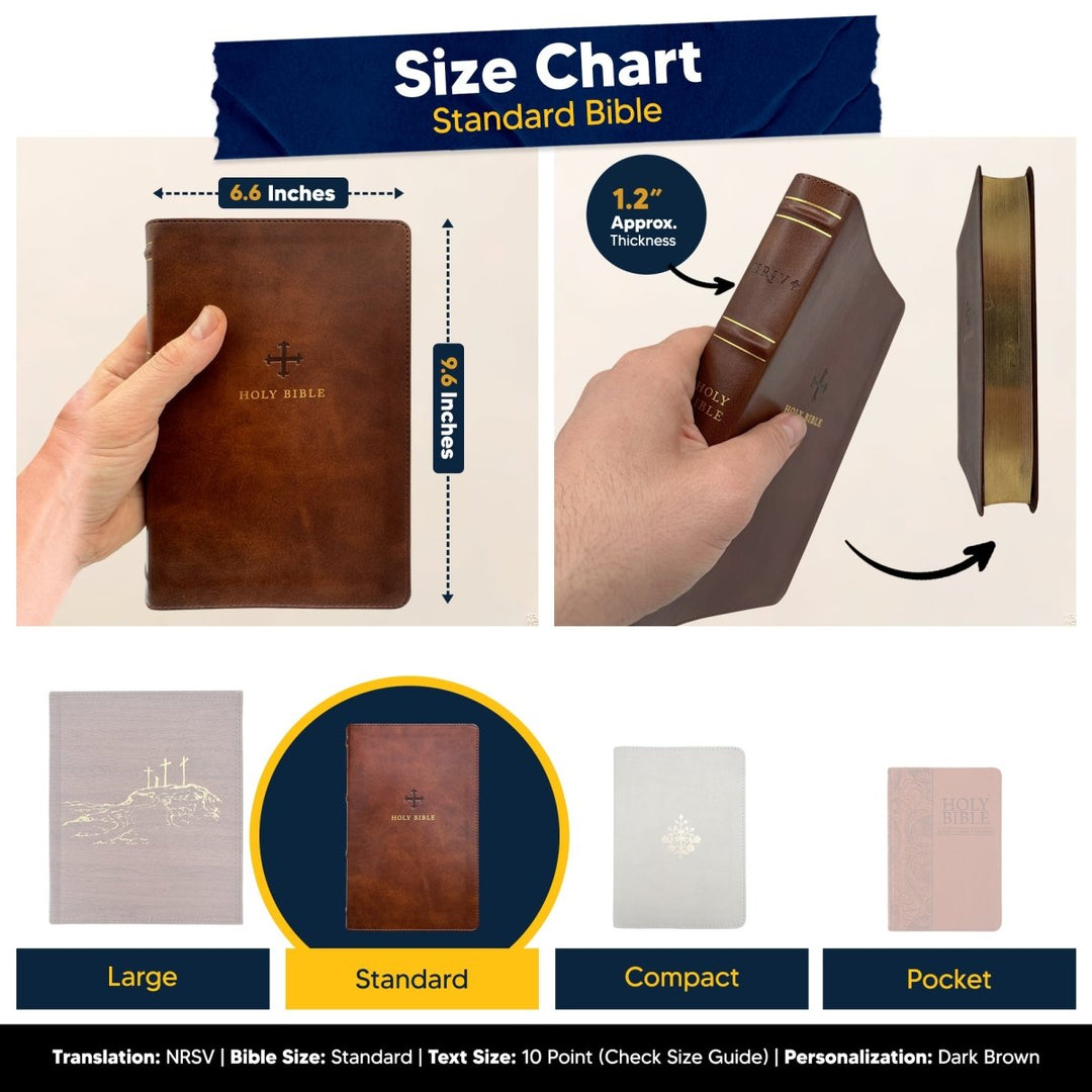 Custom Personalized Church Bible NRSV Catholic Bible Large Print | Brown - Shepherds Shelf