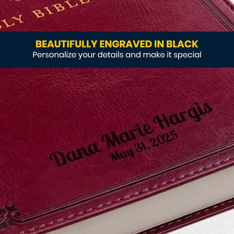 Custom NRSV Medium Print Catholic Bible in Faux Leather Burgundy with Smyth-sewn Binding Lies Flat | Christian Gift for Everyday Faith