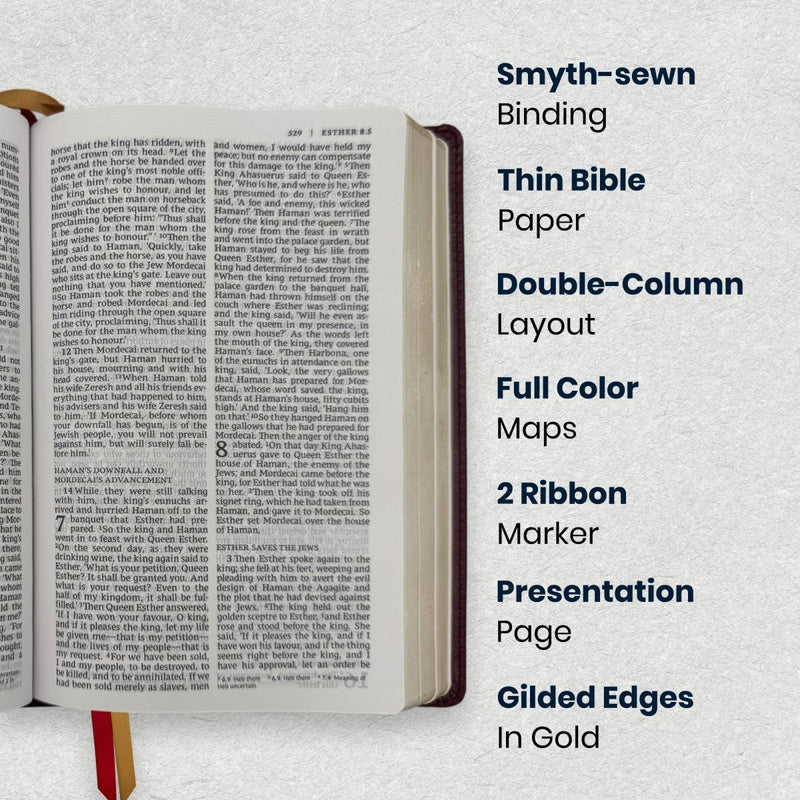 Custom NRSV Medium Print Catholic Bible in Faux Leather Burgundy with Smyth-sewn Binding Lies Flat | Christian Gift for Everyday Faith