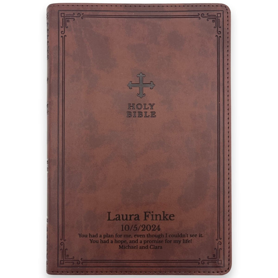 Custom Personalized Church Bible NRSV Gift Edition Bible Medium Print | Brown - Shepherds Shelf