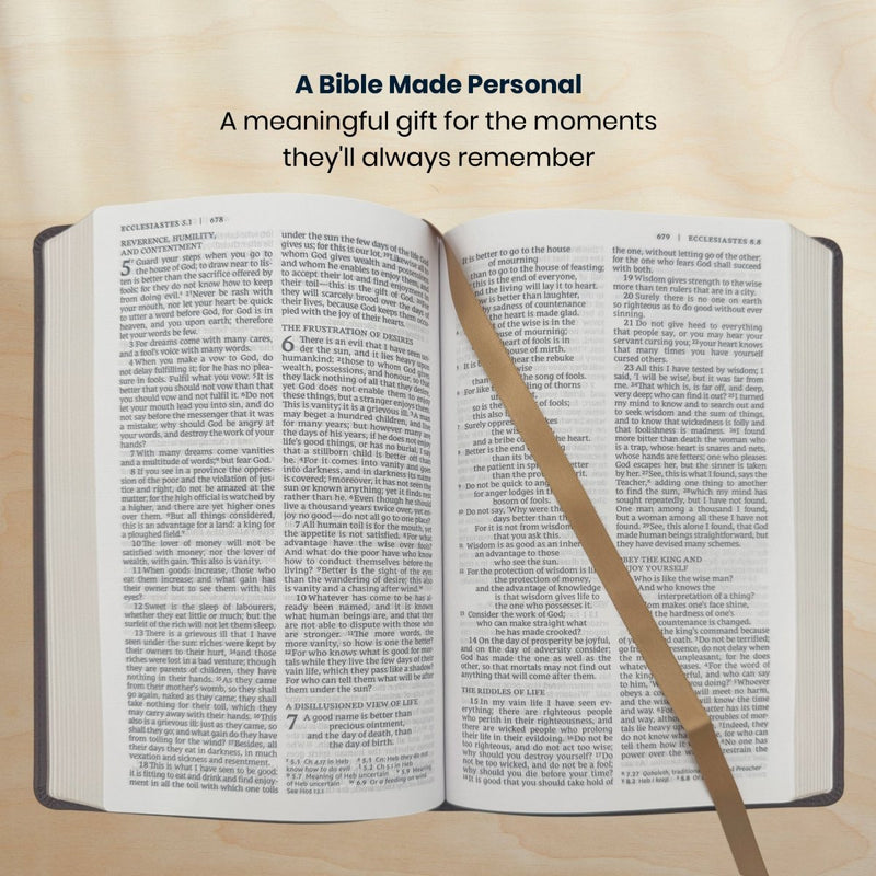 Custom NRSV Medium Print Gift Edition Bible in Faux Leather Brown | Christian Gift for Baptism
