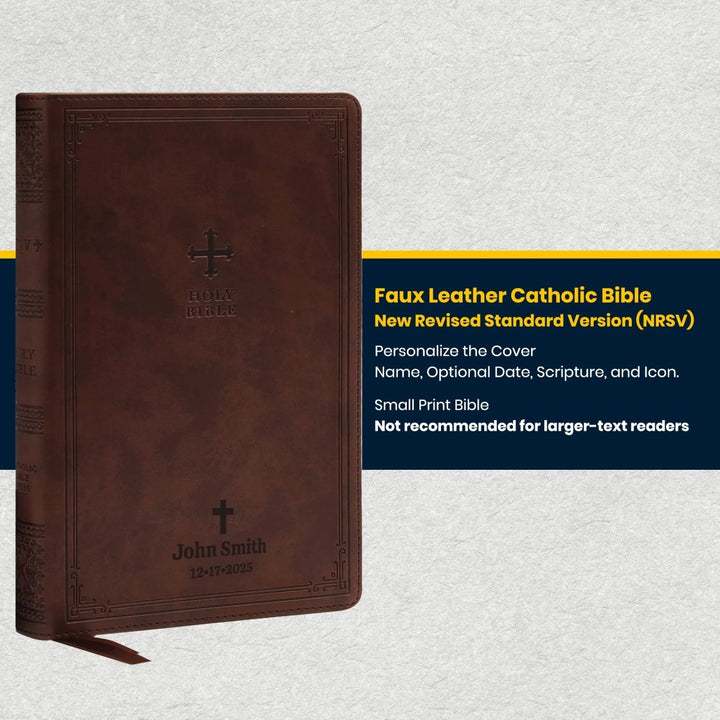 Custom Personalized Church Bible NRSV Gift Edition Bible Medium Print | Brown - Shepherds Shelf